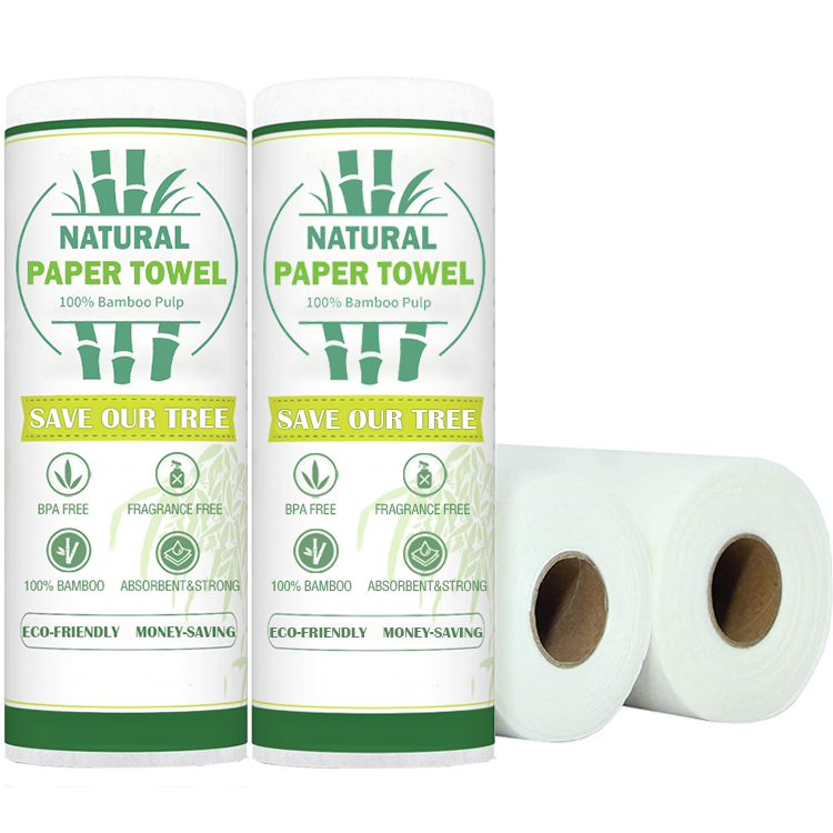 High Quality Virgin Bamboo Pulp White Color Kitchen Roll Paper Kitchen Towel Tissue Paper