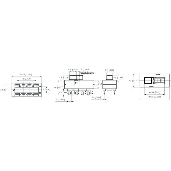 Fabricante Slide Switch, serie del SB, 28*14*15m m, 3 engranajes, negro, 10A 250V de Taiwán