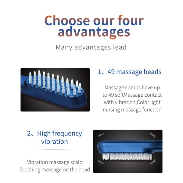 Escalpe do pente do Massager da vibração do EMS do pente da queda de cabelo da terapia elétrica o anti faz massagens o abrandamento mental
