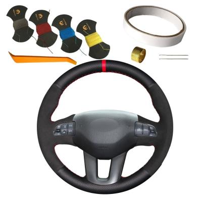 Kia Sportage 3 Ceed Cee'd 2011-2015 Custom Steering Wheel Cover in White Thread Color