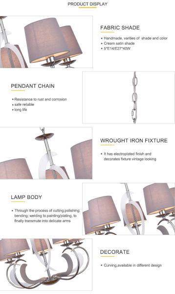 Funcky art deco chandelier with lampshade for living room Bedroom Kitchen Lights Fixtures (WH-MI-10)