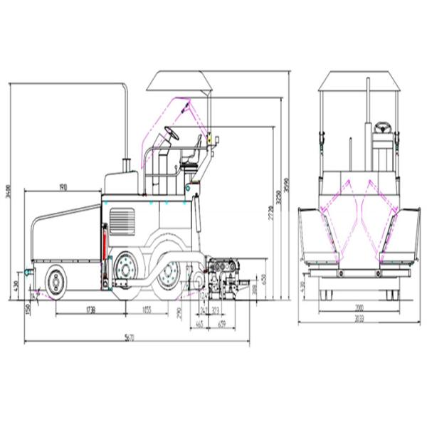 4.5m * 150mm Asphalt Paver Machine with Water Cooling Diesel Engine Powered 70KW