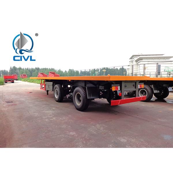 Q345 Material Flat Bed Semi Trailer Truck For 20 Or 40 Feet Container Carrying