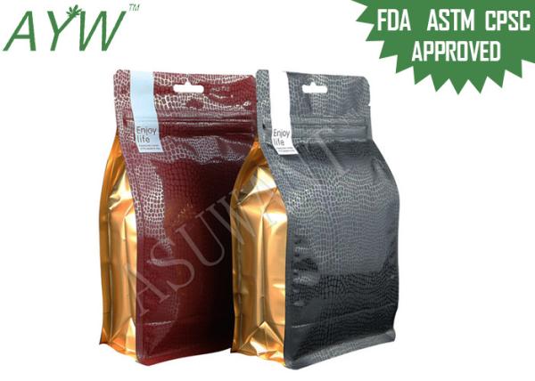 Dourados impressos levantam-se malotes/sacos Ziplock do reforço parte inferior lisa com fechamento do fecho de correr