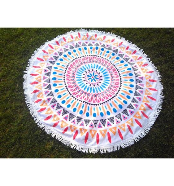 cotton large round beach towels novelty towels with tassel fringe