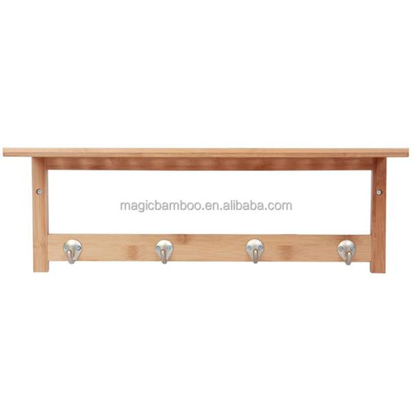 Современная и функциональная твердая бамбуковая деревянная баня с 4 крючками из нержавеющей стали