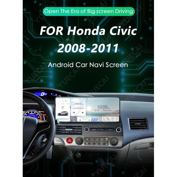 Radio para coche Android 13 de 12.3 pulgadas para Honda Civic 2008-2011