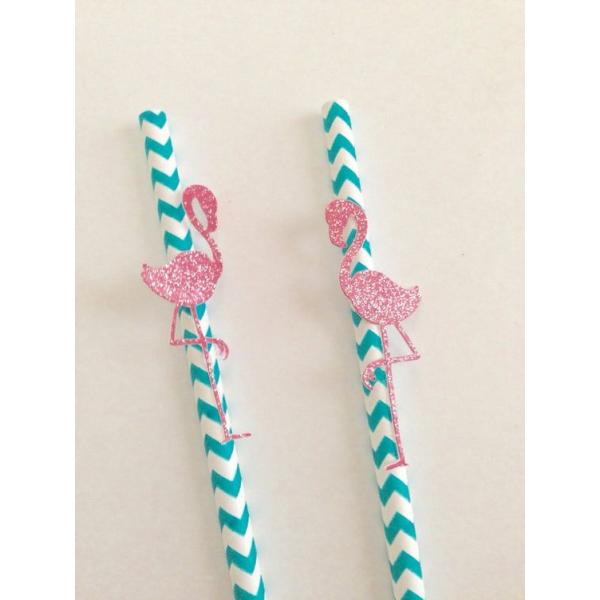 Custom Sticker Flamingo and Pineapple Pattern Paper Straws for Party Bar Accessories