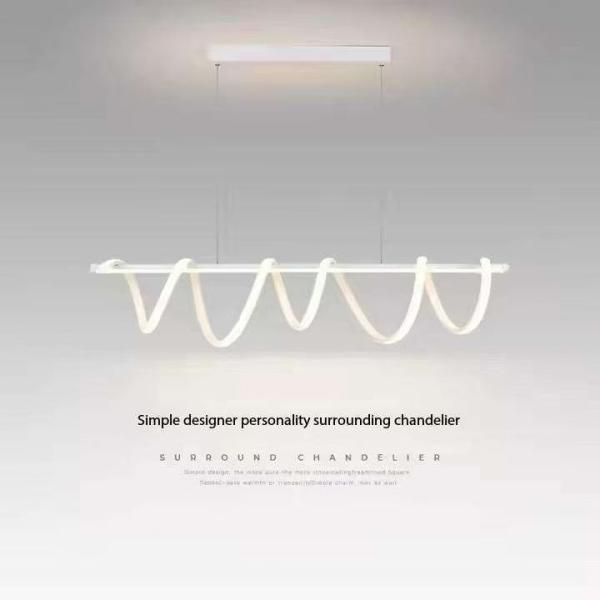 Popular Black Office Reception LED Pendant Light Creative Spiral Hotel Restaurant Pendant Lamp Wave Aluminum Chandelier