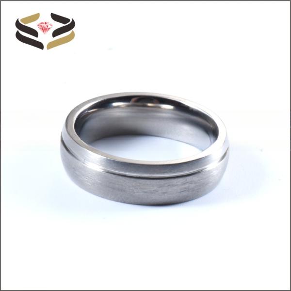Anillo de compromiso de titanio, anillo offset, ranura mate, cepillado, 6 mm, 8 mm para hombres, mujeres.