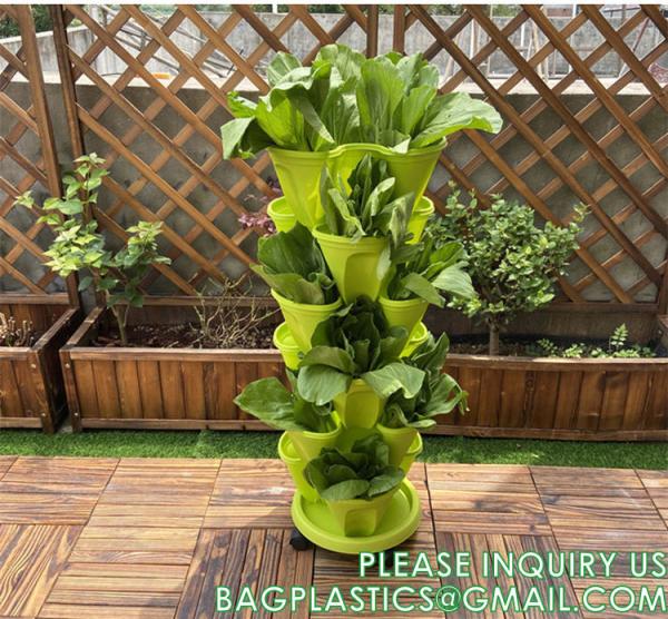 Stackable Planter, Vertical Garden Planter, Strawberry Planter, Indoor/Outdoor, 5 Tier Garden Tower, Herb Plant