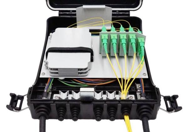 5 Ports Fiber Optic Cable Distribution Box Black 24cores SC Adapter 1x16 1x8 Splitter
