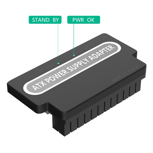 ATX 24Pin 90 Degree Right Angle Power Adapter with Power OK Standby LED and ABS Plastic Top Cover