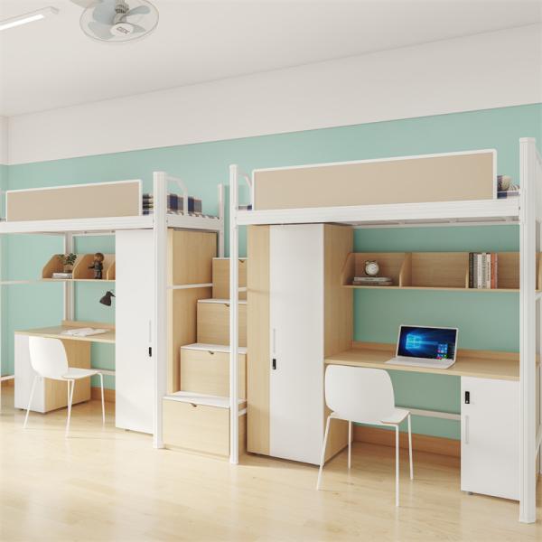 Contemporary Bunk Bed With Desk For School Dormitory Furniture Support customization