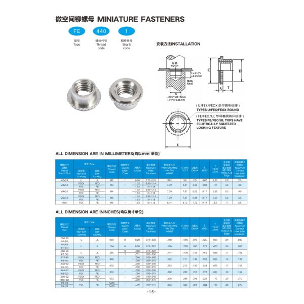 Self Clinching Miniature Self Locking Nuts For Sheet Metal M2 M3 M4 M5 M6