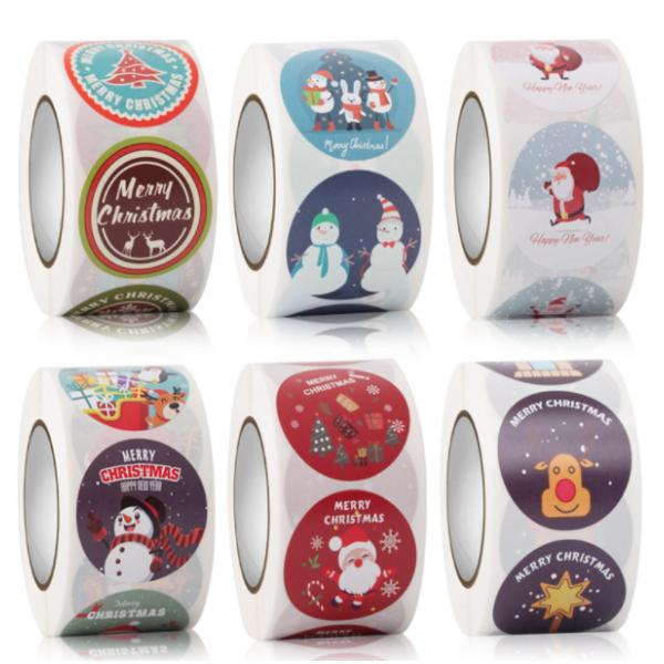 Этикеты винила веселого рождества северного оленя Санта Клауса крена ярлыка CMYK липкие