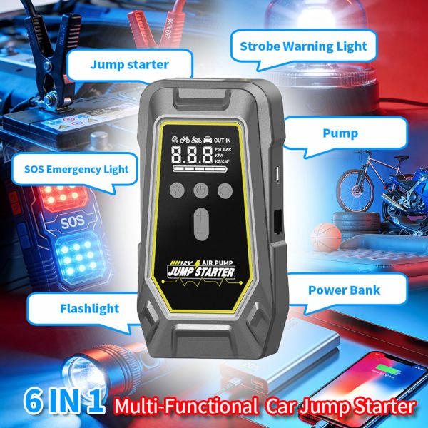Compact 12V Dual-Start Jump Starter with 12000mAh High-Density Lithium Battery Built-in LED Torch and Over-current Protection