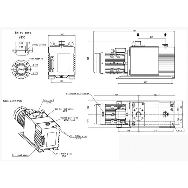 60 m³/h Two-Stage Oil Rotary Vane Pump For Metallurgy