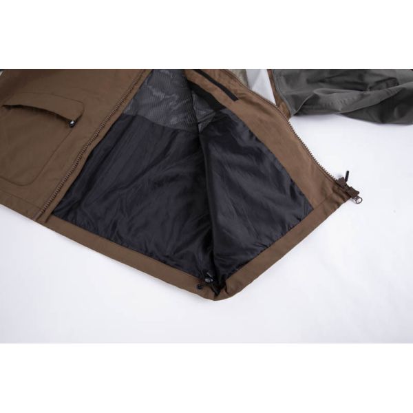 Men's Water-Repellent Utility Jacket with Color-Block Design and Adjustable Cuffs for Outdoor Wear
