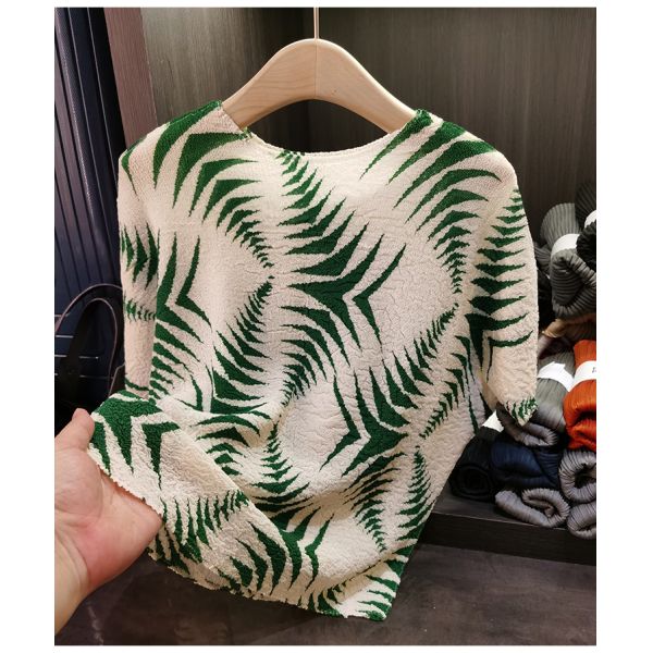 High-End Elegant Plus Size Casual Batwing Sleeve T-Shirt Printed Neck Irregular Design Light Luxury Summer Top Polyester Knitted