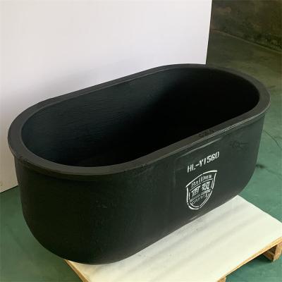 High Temperature Heating Oval Crucible Black For Non Ferrous Metal Melting