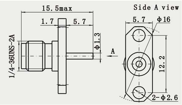 furos fêmeas de 2.92mm os 2 flangeiam bronze do conector do RF