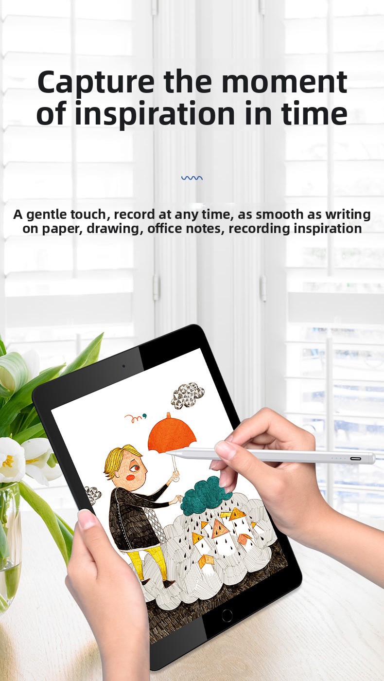 Metal Capacitive Pen for Touch Screen Painting and Handwriting Compatible with Active iPad and for Pencil Adsorbable