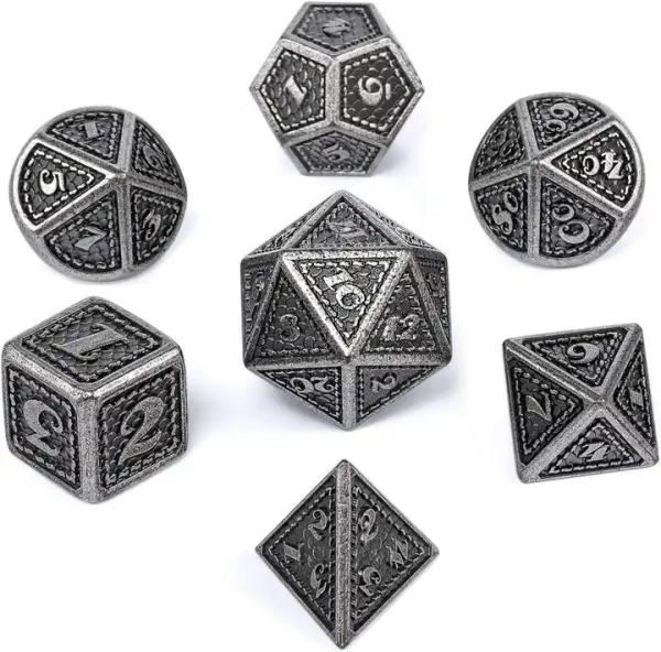 Dragon Scale Solid Metal Dice Set Multi Color DND RPG Bright Colors