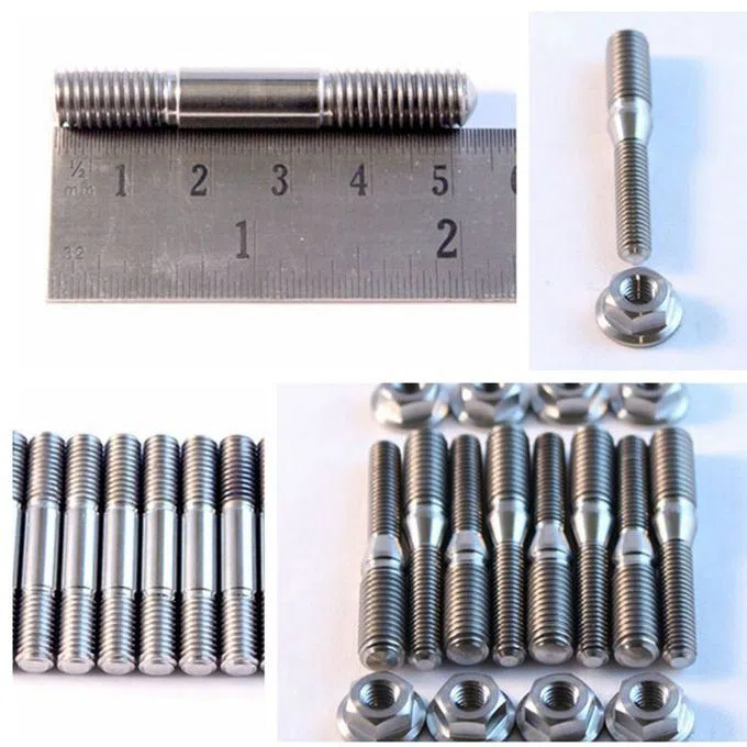 8mm / 10mm Titanium Stud Bolts With Hex Lock Nuts For Chemical