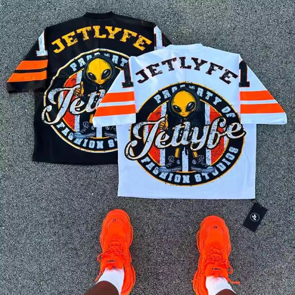 Custom Jersey Print Logo Streetwear Oversized Cropped Tee Top Football Practice Mesh T-Shirt For Men