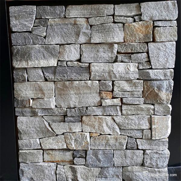 Natural stone Random Decorative Wall Covering Stone With Cement / Concrete Backed
