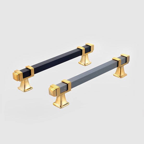 European-style Aluminum Alloy square Pull Handle Two-tone Spliced Vertical Grain Handle for Home Cabinet Drawer & Wardrobe Doors