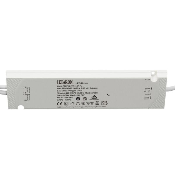 75W 24V Flicker-Free LED Power Supply for Bathroom Light IP44 Waterproof