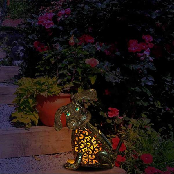 9.25 Inches 0.01W Dog Solar Garden Animal Statues