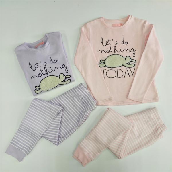 Embroidered Purple Cotton Winter Girl Kids Family Pajamas for a Cozy and Warm Winter Season