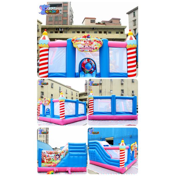 Jester Clown Theme Inflatable Bouncy Castle House Slide PVC Fabric