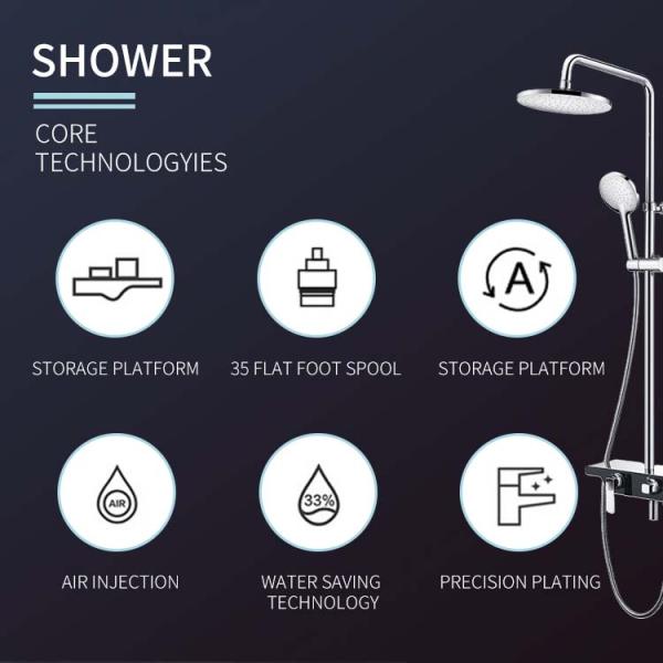 Chrome Copper Bathroom Round Head Shower Set And Rain Shower Mixer Set