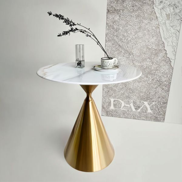 Sturdy Durable Gold Iron Base Corner Table Exquisite Modern Rock Slab for Living Room Sofa Side Coffee Office-Metal Wholesale