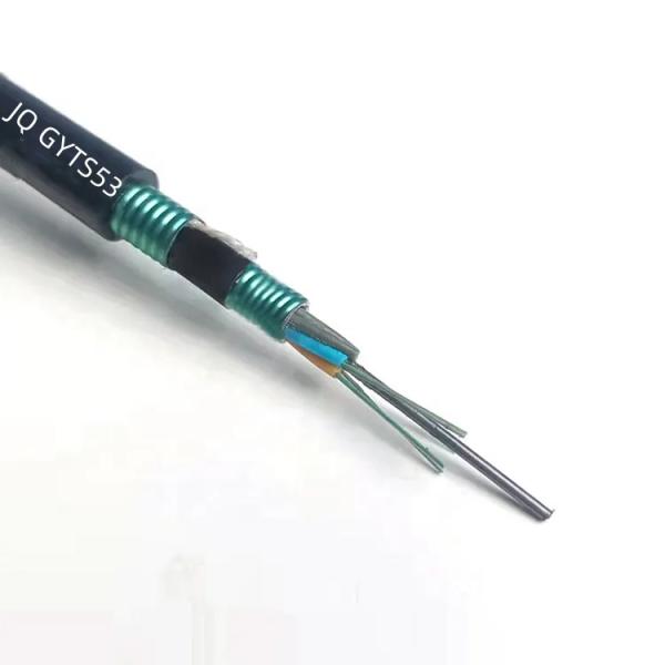 6 8 12 24 48 Faixa de aço PSP Blindado GYTS GYTS53 Cabo de fibra óptica para exterior