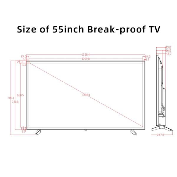 55 Inch High-End 4K Smart TV - Durable Metal Body, 4mm Tempered Glass Screen, Break-Resistant (OEM/ODM)