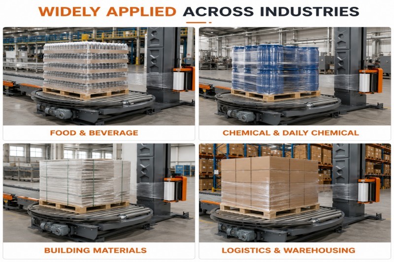 Heavy Duty Pallet Wrapping Machine 2350mm Wrapping Height 2000kg Load Capacity For Automated Conveyor Systems