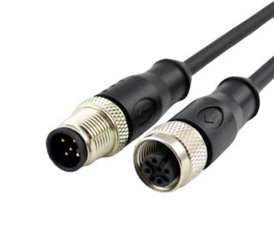 conector fêmea masculino circular de conjunto de cabo do fio do ângulo reto de 5pin 8pin M12 para a câmera do CCTV do PWB automative