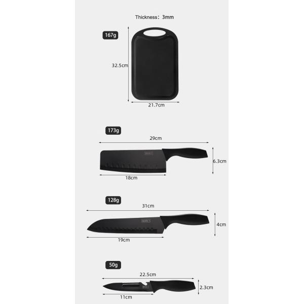 7-Piece Stainless Steel Chef Knife Set with Plastic Chopping Block and Board Holder