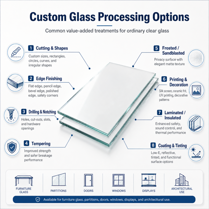 Kingstin Premium 5mm Custom Size Rectangular Glass Panel, Modern Interior Renovation Glass for Luxury Home & Office Decoration