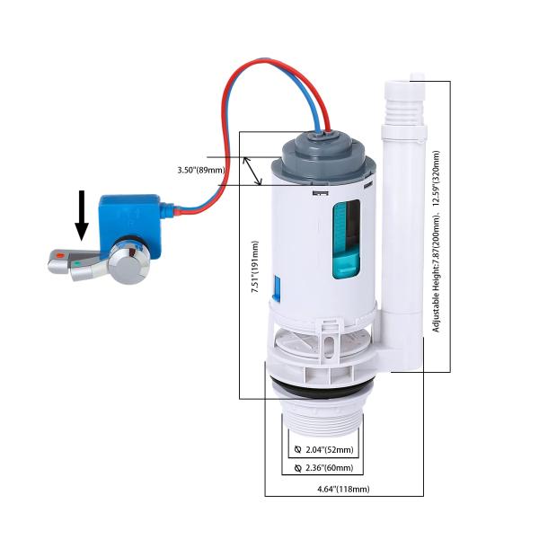 Adjustable ABS cable control bathroom fixtures with dual-flush toilet valve