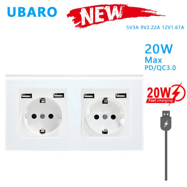 Tempered Glass Panel Fast Charging Socket for Round Installation Box 153*82*35mm Single Product 320g Gross Weight