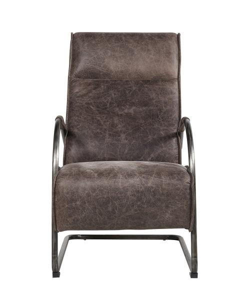 Curve Shape Tan Leather Occasional Chair High Back Recliners With Thick Soft Cushion