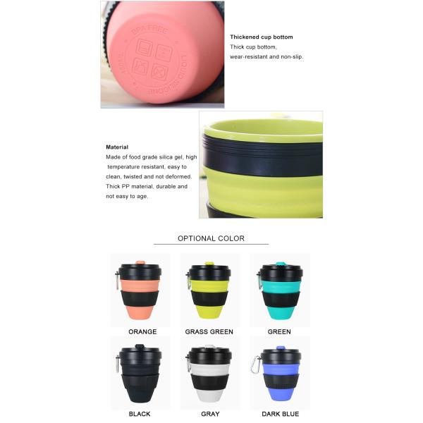 OEM ODM 450ML Novelty Collapsible Silicone Coffee Cup