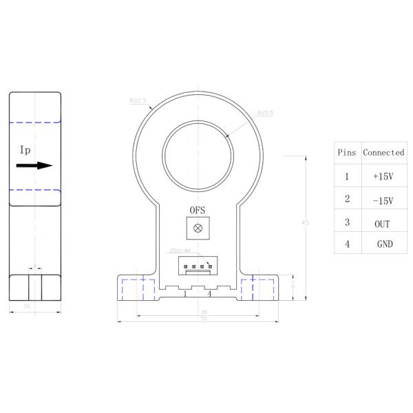 Split Core Current Transformer Hall Effect Based Current Sensor PCB Mounting