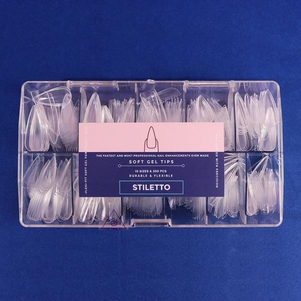 Artificial Full Cover Medium Almond Long Stiletto Shape Gel Tips Nail Box Kit 500pcs Nail Tips for DIY Nail Art